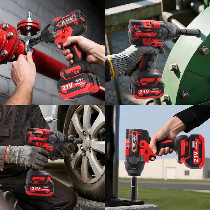 Cordless Impact Wrench 1/2 Inch, 1500 N.m/1106ft-lbs Brushless Impact Gun Compatible with Makita 18V Batteries, 5000 RPM High Torque Electric Power Impact Driver Set for Car Home (Red)