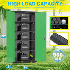 Pataku Metal Storage Cabinet, 72" Garage Cabinet with Doors and Shelves Lockable Steel Multifunctional Cabinets, File Cabinets for Home, Office, Warehouse(Black Green)