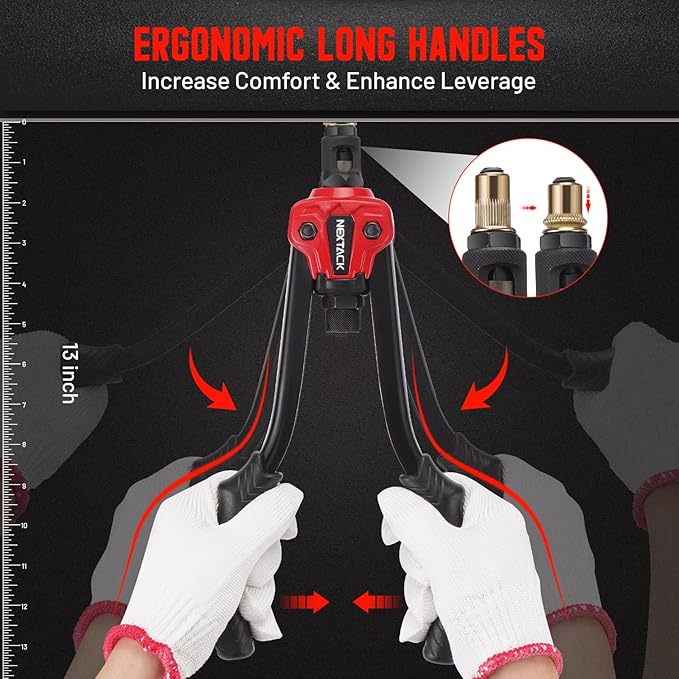 Rivet Nut Tool Kit with a Step Drill Bit, 120 Nutsert, Heavy Duty Rivnut Tool with 8 SAE & Metric Mandrels M5 M6 M8 M10 10-24 1/4-20 5/16-18 3/8-16 in Organized Carrying Case (NT700)