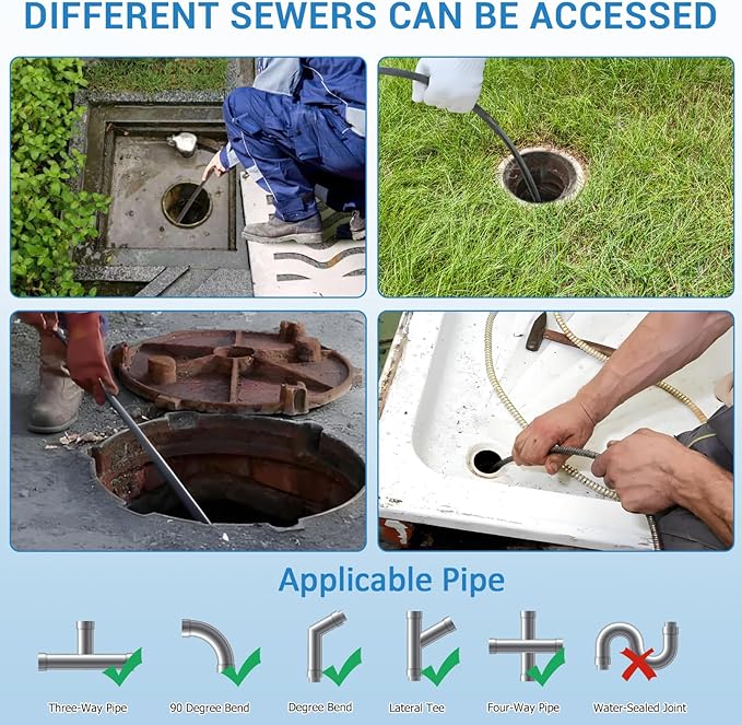 75Ft 3/8 Inch Electric Drain Cleaner Machine Auto Feed Drain Auger for 1 to 4 Inch Pipes Professional Sewer Snake with 4 Cutters Gloves Heavy Duty Clog Remover