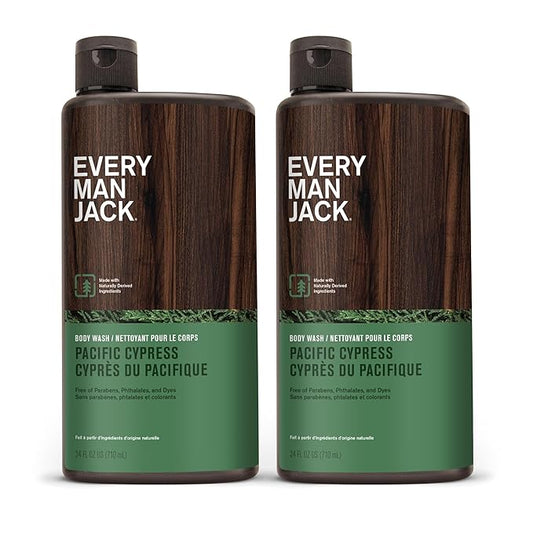 Every Man Jack Nourishing Pacific Cypress Mens Body Wash for All Skin Types - Naturally Derived Ingredients - Cleanse and Hydrate Skin with Coconut and Glycerin - 24oz 2 Bottles-VeraVaultWomen