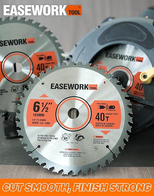 6-1/2 Inch Circular Saw Blade, 40T, 5/8" Arbor, ATB Carbide Teeth, 3-Pack, Precise Crosscutting for Softwood & Hardwood, Fits DEWALT DCS391B, DCS565B, DWA161240, Diablo D0641X