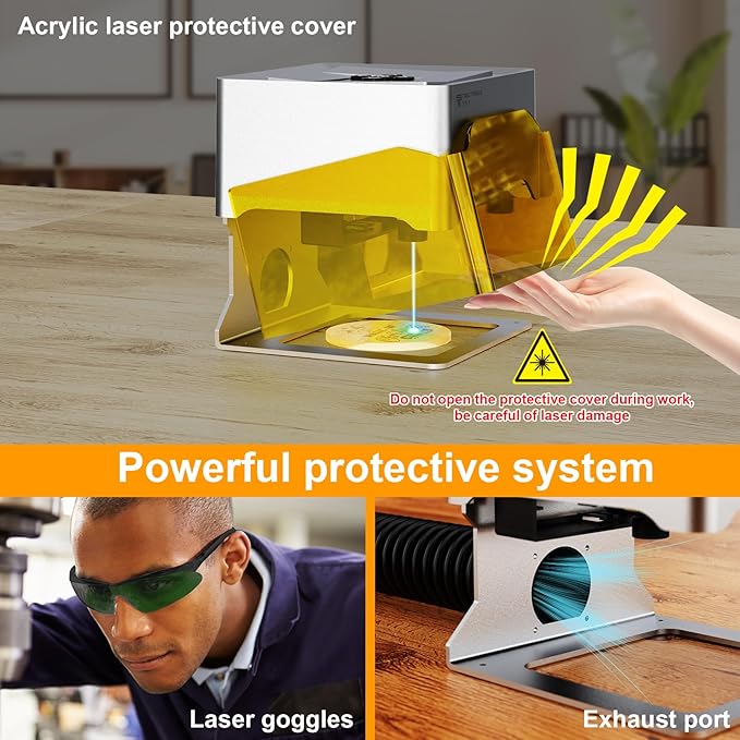 Laser Engraver Machine TS1, 3W Mini Laser Engraving Machine for Wood Leather Acrylic, LightBurn Compatible, Precision DIY Engraving Tool for Home