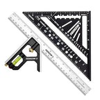Arrow 7-Inch Aluminum Alloy Carpenter Square and 12-Inch Zinc Alloy Combination Square Set, Woodworking Rafter Layout Ruler Tool Combo