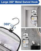 Relavel Toiletry Bag for Men, Hanging Toiletries Bag for Women Water Resistant Dopp Kit Shaving Bag, Travel Essentials Large Capacity Organizer Case for Toiletries Accessories, Black