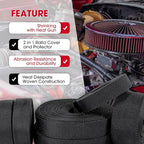 2 in 1 Heat Shrink Braided Sleeving Fabric Tubing-Perfectly fit Irregular Shape Hose/Cable/Wire (3/8"(10mm), 40FT)