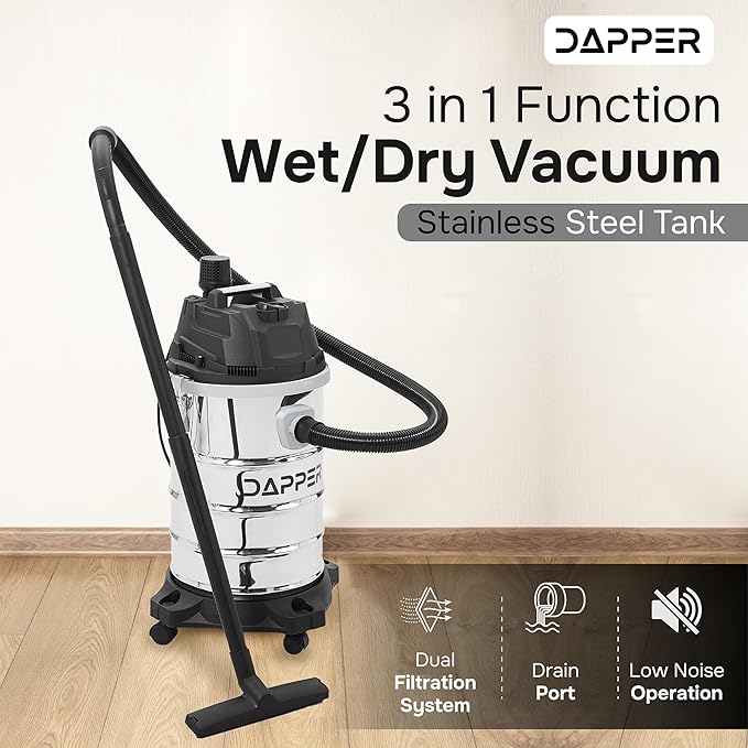 10 Gallon 4.0 Peak HP Wet/Dry Vacuum, Stainless Steel Tank, 3 in 1 Function Portable Shop Vacuum with Attachments, Ideal for Jobsite, Garage & Workshop.