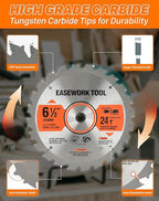 6-1/2 Inch Circular Saw Blade, 24T, 5/8" Arbor, ATB Carbide Teeth, 3-Pack, Fast Crosscutting for Softwood & Hardwood