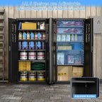 Metal Storage Cabinet with Pegboard 71'' x 34'' x 18'',Lockable Steel Storage Cabinet with 5 Adjustable Shelves and Door for Garage, Office, Kitchen, Assembly Required(Black)