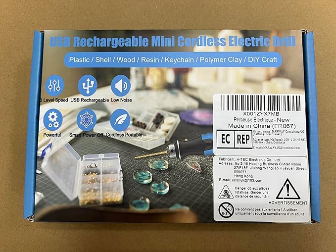 3-Speed Cordless Mini Drill Pen, Rechargeable DIY Electric Hand Drill with 10 Small Drill Bits, Micro Drill Set for Jewelry Making Stone Plastic Resin Keychains