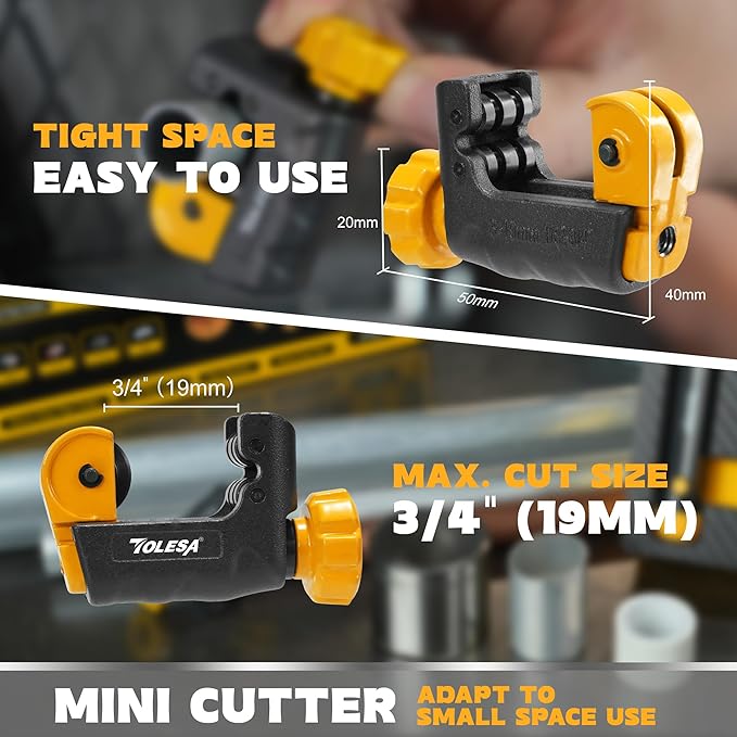 TOLESA Pipe Cutter Tool 1/8''-2'', Heavy Duty Mini Copper Pipe Cutters With Deburring Tools Pipe Reamer, Speed Cutting Tubing Cutter For Copper, Aluminum, PVC, Thin Stainless Steel Pipe