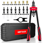 WETOLS Rivet Nut Tool Kit, 14-Inch Rivnut Tool with 7 Metric and SAE Mandrels, Professional Hand Riveter with 70Pcs Rivnuts Assortment Kit, Manual Rivet Nut Gun with Rugged BMC Case
