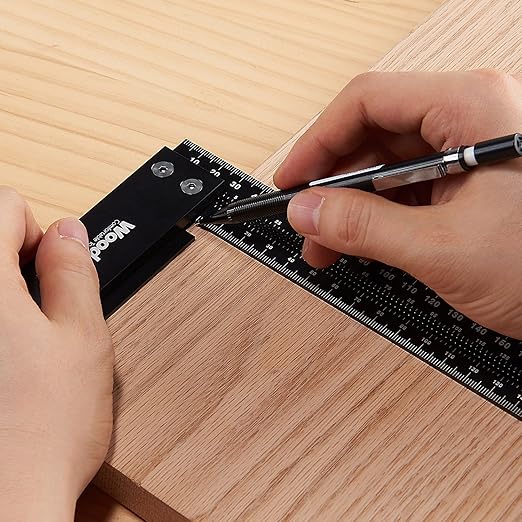 Precision Square Ruler for Measuring and Marking - Aluminum Steel Framing Tool for Professional Carpentry Use (300mm)