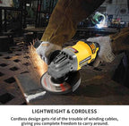 Cordless Angle Grinder, 4-1/2"-Inch Powerhouse. 9000RPM Brushless Motor. Compatible with Dewalt 20V Max Battery(No Battery). Comes with Pin Wrench. Perfect for Metal/Wood Polishing/Thin Steel Cutting
