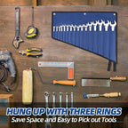 16 Pockets Wrench Roll Organizer, Rolled Tool Pouch Bag with Water Proof Oxford Cloth, Blue