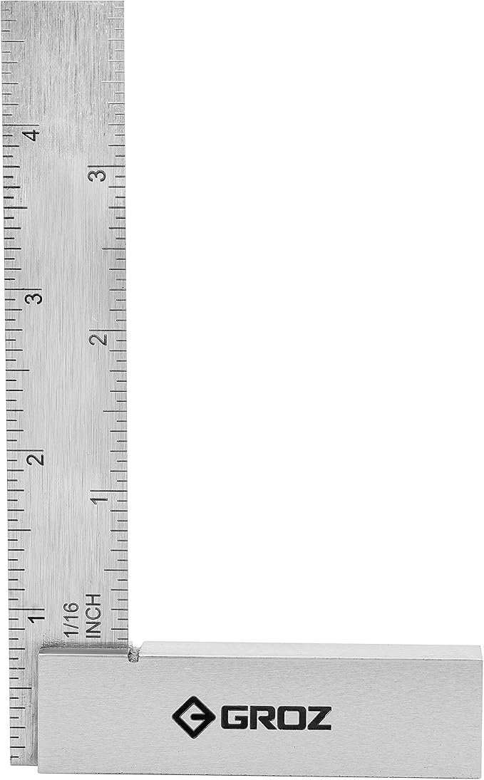 Groz 01142 4" Graduated Workshop Steel Square, 0.00019" Squareness