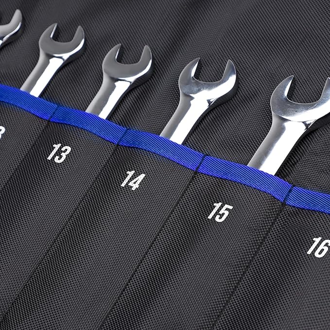 YOOFAN Wrench Roll Up Pouch – Wrench Organizer Bag with Handle, Wrench Holder for Hanging (19+1 Metric)