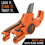 Mutt Tools Professional 2-1/2 Inch PVC Pipe Cutter Tool - Heavy-Duty Ratcheting Pipe Cutter for PVC, CPVC, PEX, ABS Plastic Pipes - Cuts Up to 2.5 Inch Outer Diameter - Plumbing Cutting Tool