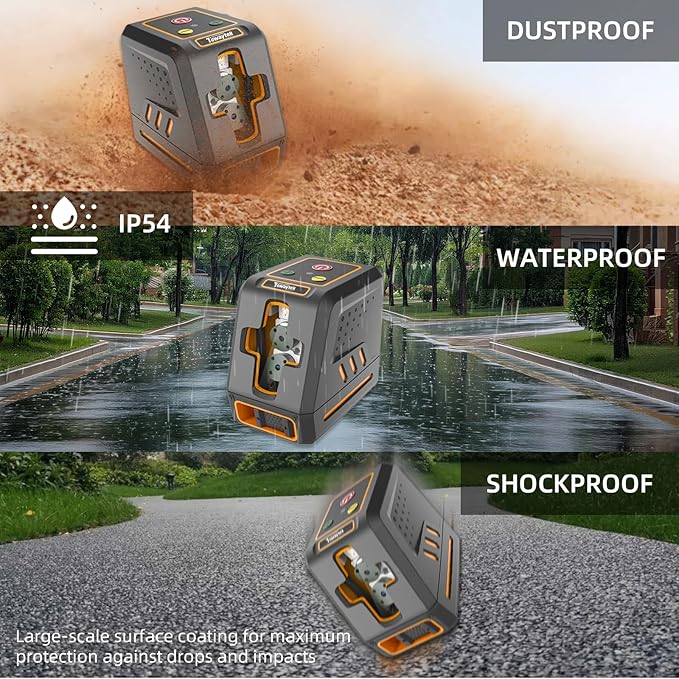 Self-Leveling Cross Line Laser Level 100ft/30 meters Range,10-level Brightness adjustable,green beam Carrying Pouch Included,Level for Picture Hanging, DIY, Construction and Indoor Projects