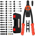 Dual-Function Rivet Nut Tool Rivet Gun Kit Including 405 pcs Rivet Nuts Blind Rivets 15 Mandrels 5 Rivet Nozzles, Multi-Purpose