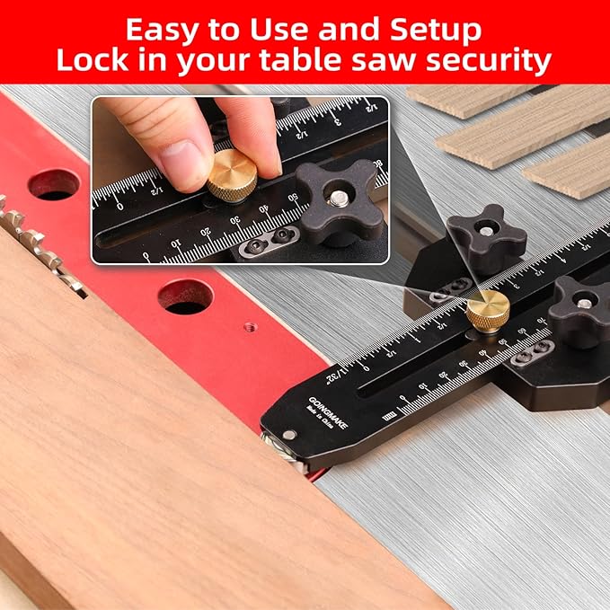 Thin Rip Jig Table Saw Jig Guide for Making Repetitive Narrow Thin Strip Cuts Woodworking Tools Fast Thin Ripping Guide for Table Saw Band Saw Router Table Fits for 3/8" x 3/4" T Slot