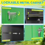 Pataku Metal Storage Cabinet, 72" Garage Cabinet with Doors and Shelves Lockable Steel Multifunctional Cabinets, File Cabinets for Home, Office, Warehouse(Black Green)