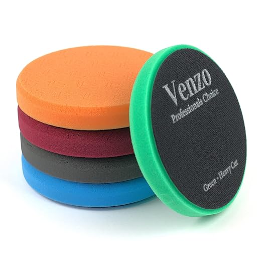 Venzo 6 Inch Buffing Polishing Pads, 5 Pcs 6.5" inch Front Side for 150mm Backing Plate, Buffing Polishing Kit, Cutting, Polishing & Waxing Pads for Car Buffer & Polisher