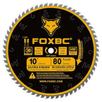 FOXBC 10-Inch Table Saw Blade, 80-Tooth, Ultra Finish Wood Cutting, 5/8-Inch Arbor