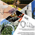 Hose Clamps 10FT Strap+10 Fasteners,DIY Cut-To-Fit 304 Stainless Steel Adjustable Large Worm Gear Band Clamp Assortment Kit,Metal Screw Fasteners and Strapping for Pipe,Duct,Pole,Tube