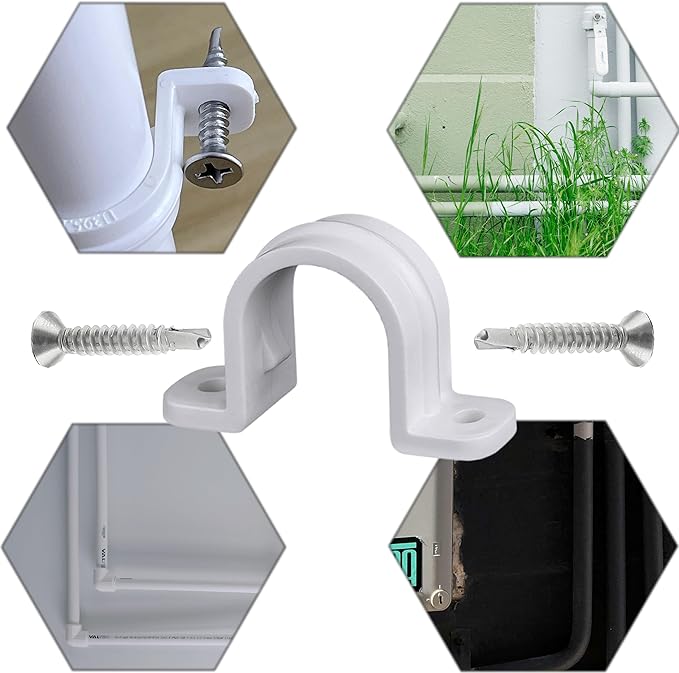 30 Pcs Conduit Pipe Strap Clamps,SCH 1/2 in (20 MM), Two Hole Plastic Pipe Clips Non-Metallic Conduit Pipe Conduit Clamps PVC Conduit Clamps