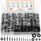 INCLY 1000PCS Pop Rivets Assortment Kit, 14 Sizes Black Rivets for Metal 3/32" 1/8" 5/32" 3/16" 1/4" and 5 Sizes 304 Stainless Steel Washers with Storage Case