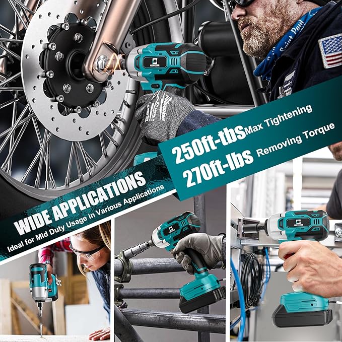 Cordless Impact Wrench for Makita Battery: 250FT-LBS 3/8 inch Impact Gun Brushless Electric Includes LED Work Light - 2400RPM Impact Driver Wrench - Bare Tool Only