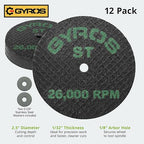 GYROS Cut-Off Wheels for Rotary Tools – 2.5” Super-Tensile Fiberglass Reinforced, 12-Pack | Cuts Stainless Steel, Titanium, Nickel, Carbon & Chrome Alloys | Made in USA 11-42502/12