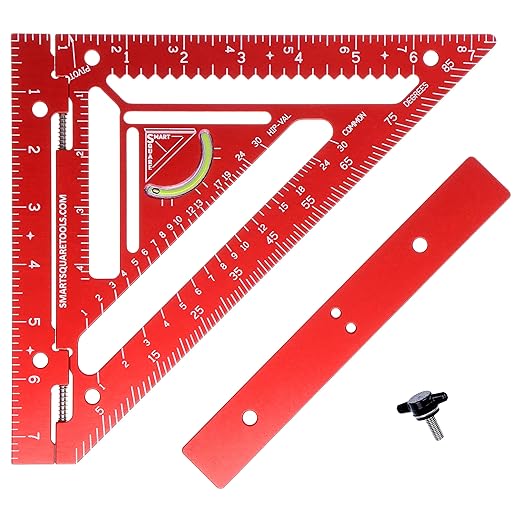 7.5" Advanced Carpenter Square w SmartBubble - Jig Block - Accurate Flatwork - Repetitive Markings (Fire)