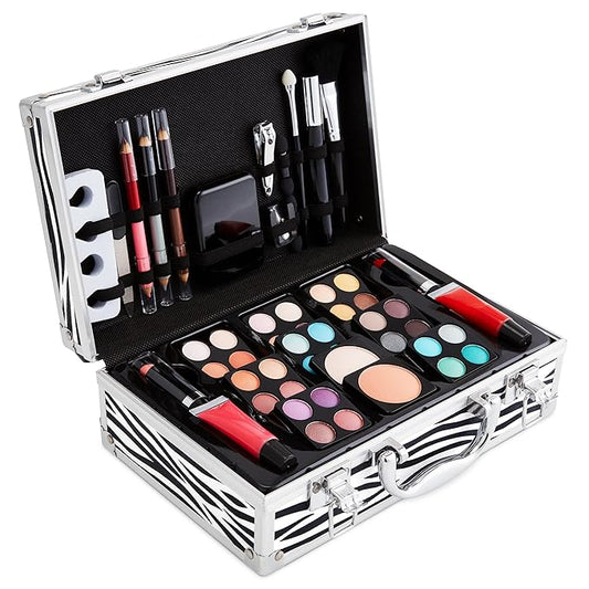 Makeup Kit Gift Set – 79 Piece - 32 Eye Shadows, 2 Blushes, 2 Lip Glosses, 2 Lipsticks, 2 Eye Liner Pencils, 1 Lip Liner Pencil, 1 Mascara - Case with Carrying Handle-VeraVaultWomen