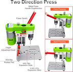 Mini Drill Press, Benchtop Drill Press, Electric Portable Drilling Machine, CNC 795 Motor, B10 Chuck, Drill Bit and Clamp for Wooden, Metal, Jewelry DIY and other DIY Crafts Projects, Green