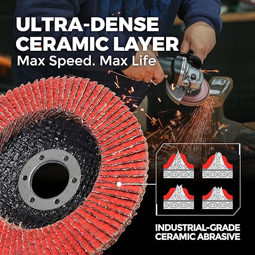 10 Pack Ceramic Flap Discs 4-1/2" x 7/8" Arbor for Angle Grinder, 120 Grit Type 29