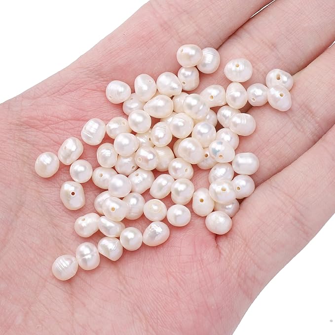 Natural Pearl Beads Potato 5-6mm White Freshwater Cultured Loose Gemstone Beads for DIY Jewelry Making 13.8''/Strand HQ