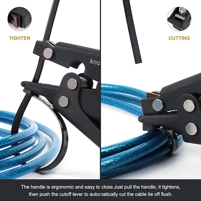 Knoweasy Zip Tie Tool and Tensioning and Cutting Tool for Plastic or Nylon Cable Tie