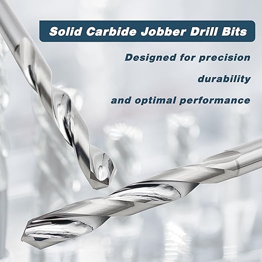 1/8" Solid Carbide Jobber Drill Bits with Straight Shank and 118° Point Angle, Made from Tungsten Carbide Material,2-Pieces