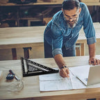 Beslands Aluminum 12-inch Rafter Square Carpenter Measuring Layout Tool Alloy Metal Triangle Ruler Imperial Protractor for Woodworking and Carpentry