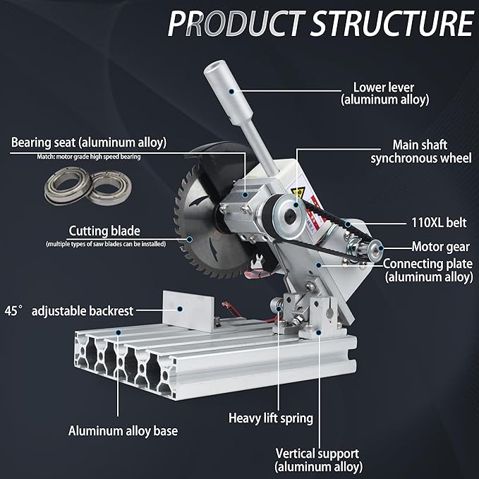 RATTMMOTOR 5" Mini Table Saw for Craft Q99-7 Multipurpose Portable Small Hobby Table Saw Cutting Machine 110V-220V, 0-45° Angle Adjustable, 997 Motor 18000RPM with 480W Power Supply for Crafts