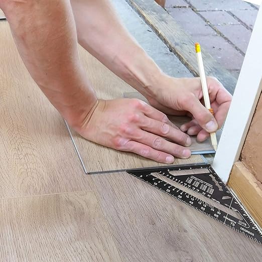 Beslands Aluminum 7-inch Rafter Square Carpenter Layout Tool Alloy Triangle Ruler Protractor （Imperial）