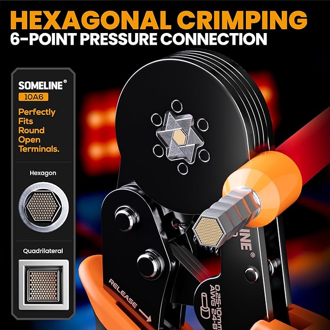 SOMELINE Ferrule Hexagonal Crimping Tool Kit, 36 Sizes Ferrules, AWG 24-8 Ferrule Crimper, with Hexagonal Crimper and Automatic Wire Stripper, Ferrule Terminal Assortment Kit (Stackable Tool Box)