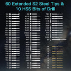 AM ARROWMAX Mini Electric Screwdriver & Drilling Adapter, 600RPM Precision Screwdriver | Mini Electric Drill 2 in 1 Tool Set, 70 Bit, 5 Torque Settings, Power Screwdriver for Phones Watch Laptops