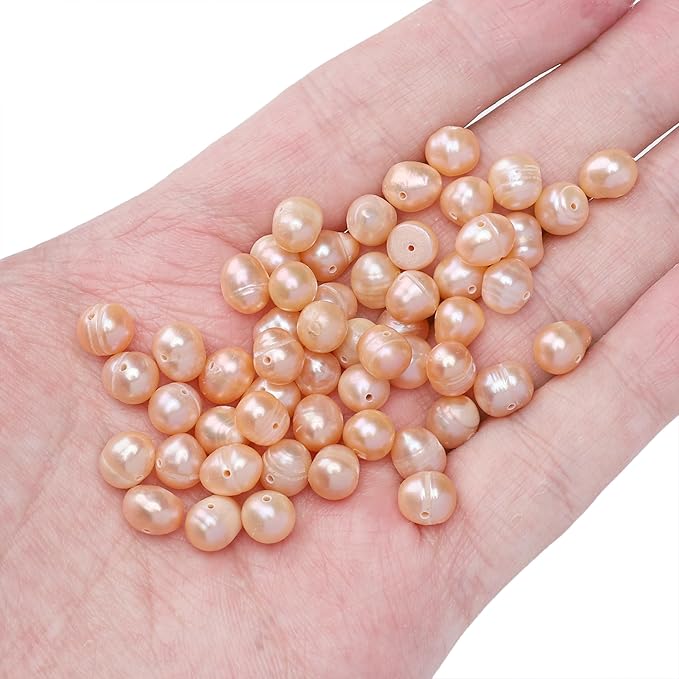 Natural Pearl Beads Potato 7-8mm Pink Freshwater Cultured Loose Gemstone Beads for DIY Jewelry Making 13.8''/Strand HQ