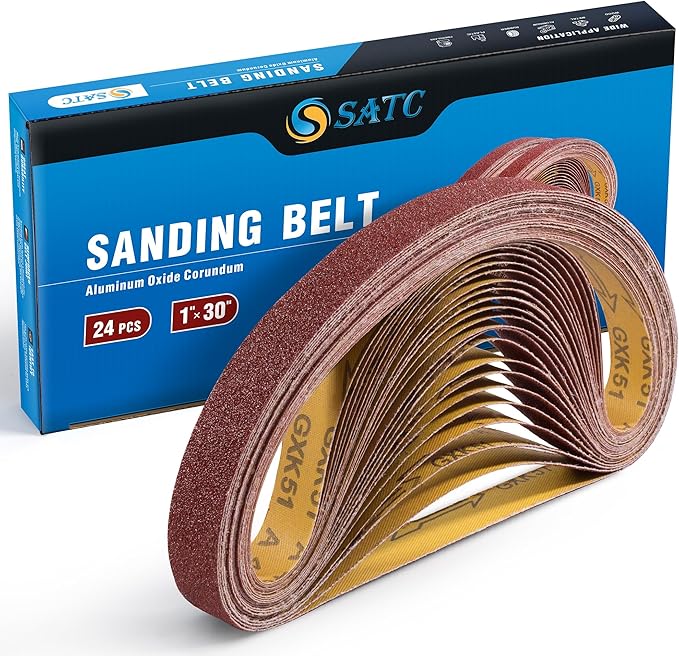 S SATC Sanding Belts 1×30-Inch Sanding belt Belt Sander Belt Sander Paper, (4 Each of 60, 80, 120,150,240,400 Grits) Aluminum Oxide 24PCS