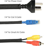 CrocSee 10ft - 1/4 inch Braided Cable Management Sleeve Cord Protector - Self-Wrapping Split Wire Loom for TV/Computer/Home Theater/Engine Bay - Black