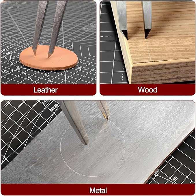 Alloy Leather Divider, Professional Navigation Divider Compass Geometry Tool, Metal Leather Work Scribe Tool Woodworking Drafting Carpenter Compass for Geometry