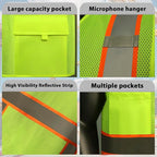 BeautyWill Custom Safety Vest Customized Logo Class 2 High Visibility Reflective Vest with Pockets Construction workwear